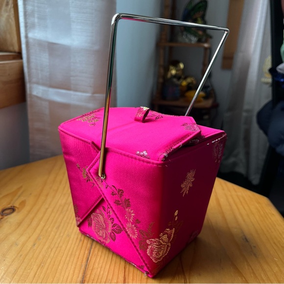 Vintage Valeria Stevens Takeaway Fabric Hot Pink Purse - Picture 3 of 13